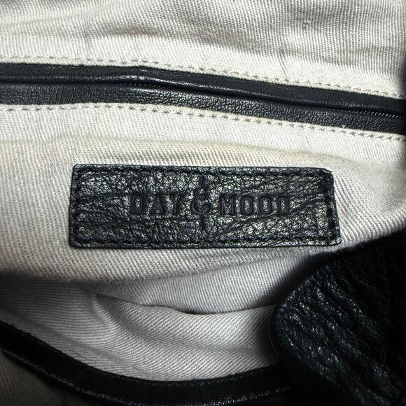 Day & Mood Black 100% Leather Backpack Retro Preowned in Clean Condition